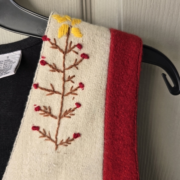 VTG Carolina Colours 90s Wool Vest S Patchwork Embroidered Snowman Boho Artsy - Picture 9 of 12